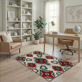 Red Star Floral Persian Area Rug