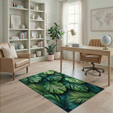 Lush Monstera Leaves Green Green Area Rug