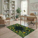 Lush Ferns and Sunny Yellow Flowers Rug
