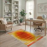 Southwestern Orange Radiant Sunburst Geometric Area Rug