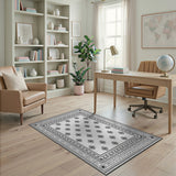 Traditional Persian Ornate Black White Persian Motif Area Rug