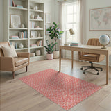 Coral Pink Geometric Mosaic Area Rug