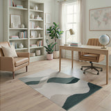Abstract Teal Wave Landscape Rug