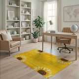 Rustic Sunflower Yellow Barnwood Area Rug