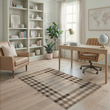 Brown and Tan Brown Tan Plaid Woven Area Rug