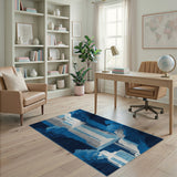 Cascading Waterfalls Abstract Blue Area Rug
