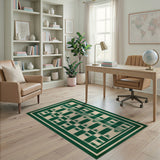 Emerald Green Grid Geometric Area Rug