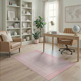 Soft Pink Grid Stripe Area Rug