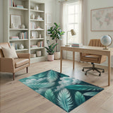 Dreamy Teal Feathers Cloud Area Rug