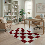 Red Checkered Grid Area Rug