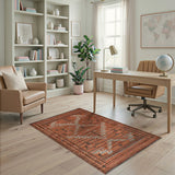 Southwestern Orange Terracotta Geometric Southwestern Area Rug