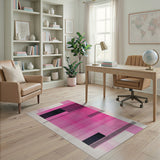 Geometric Modern Bold Pink Black Geometric Area Rug