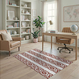 Intricate Red Floral Persian Border Rug