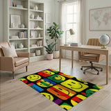 Vibrant Multi-Color Smiley Face Area Rug