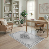 Black and White Ornate Mandala Black White Area Rug