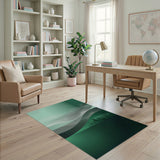 Misty Green Mountains Abstract Area Rug