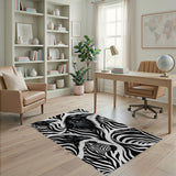 Raven Zebra Stripe Fusion Black White Area Rug