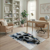 Fleur-de-Lis Skull Geometric Area Rug