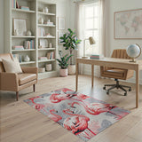 Pink Flamingo Palm Leaf Coastal Area Rug