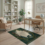 Vintage Teal Forest Bear Area Rug