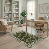 Ornate Green Paisley Persian Area Rug