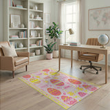Playful Pink Easter Egg Pattern Area Rug