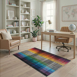 Vibrant Rainbow Vertical Stripe Multi-color and Patterns Area Rug