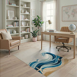 Ocean Waves Shark Starfish Coastal Area Rug