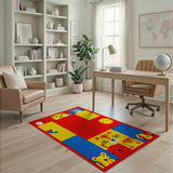 Kids Cartoon Playful Cartoon Animals Kids Area Rug
