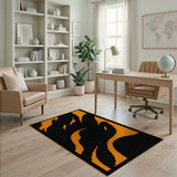 Fiery Orange Flames Geometric Area Rug