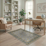 Grey Grey Traditional Persian Area Rug with Floral Motifs