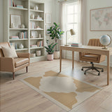 Beige Scalloped Border Area Rug