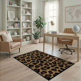 Leopard Print Brown Tan Boho Area Rug
