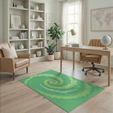 Hypnotic Green Spiral Abstract Rug