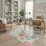 Multi-color and Patterns Pink Daisy Floral Pattern Area Rug
