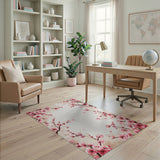 Delicate Pink Cherry Blossom Border Area Rug