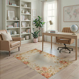 Vintage Peach Rose Floral Area Rug