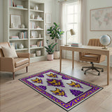 Mystical Purple Cat Mandala Area Rug
