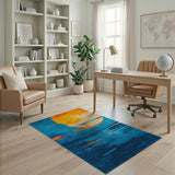 Teal Blue Abstract Sun Area Rug
