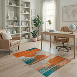 Bold Orange Sun Geometric Area Rug
