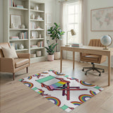 Multi-color and Patterns Rainbow Director Chair Kids Area Rug