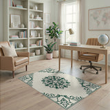 Green Intricate Green Mandala Persian Area Rug