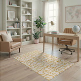 Yellow Outline Geometric Brick Area Rug