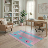 Cute Pink Smiley Faces Kids Area Rug