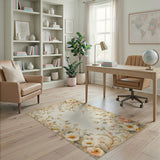 Elegant Peony Floral Area Rug - Vintage Beige Pink