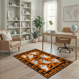 ODIKA Washable Halloween Area Rug - Spooky Ghost, Bat & Pumpkin Non-Slip Low Pile Carpet