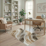 Sweeping Beige Brushstroke Abstract Area Rug