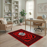 Gothic Bats Full Moon Red Area Rug