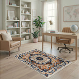 Navy Orange Mandala Persian Area Rug