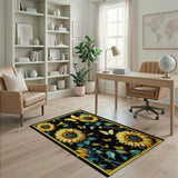 Sunflower Butterfly Floral Area Rug
